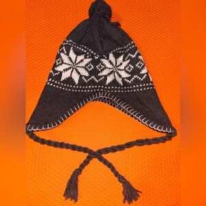 Kids Black and White Snowflake Knit Hat